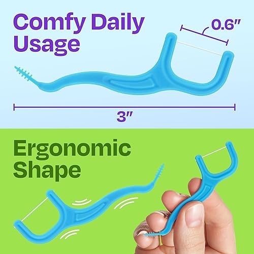 Miniatura 5 de Palillos de hilo dental para adultos con púas de cepillo, sabor a menta, 200 unidades, 4 estuches de viaje, hilo dental para adultos que se deslizan