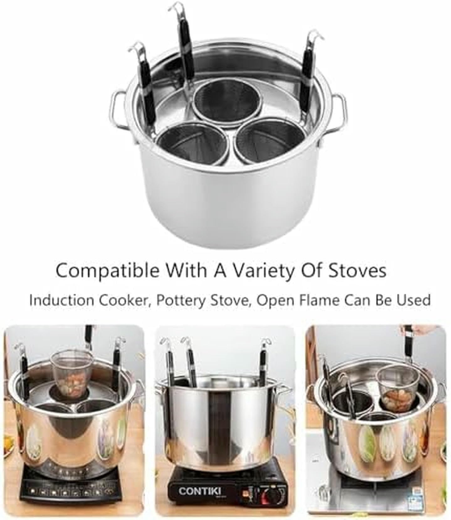 Set di pentole per Pasta in Acciaio Inossidabile (con scolapasta) - Pentola da Cucina a 3/4/5 Fori, Adatta per cucine domestiche e di ristoranti - Strumento di Cottura efficiente