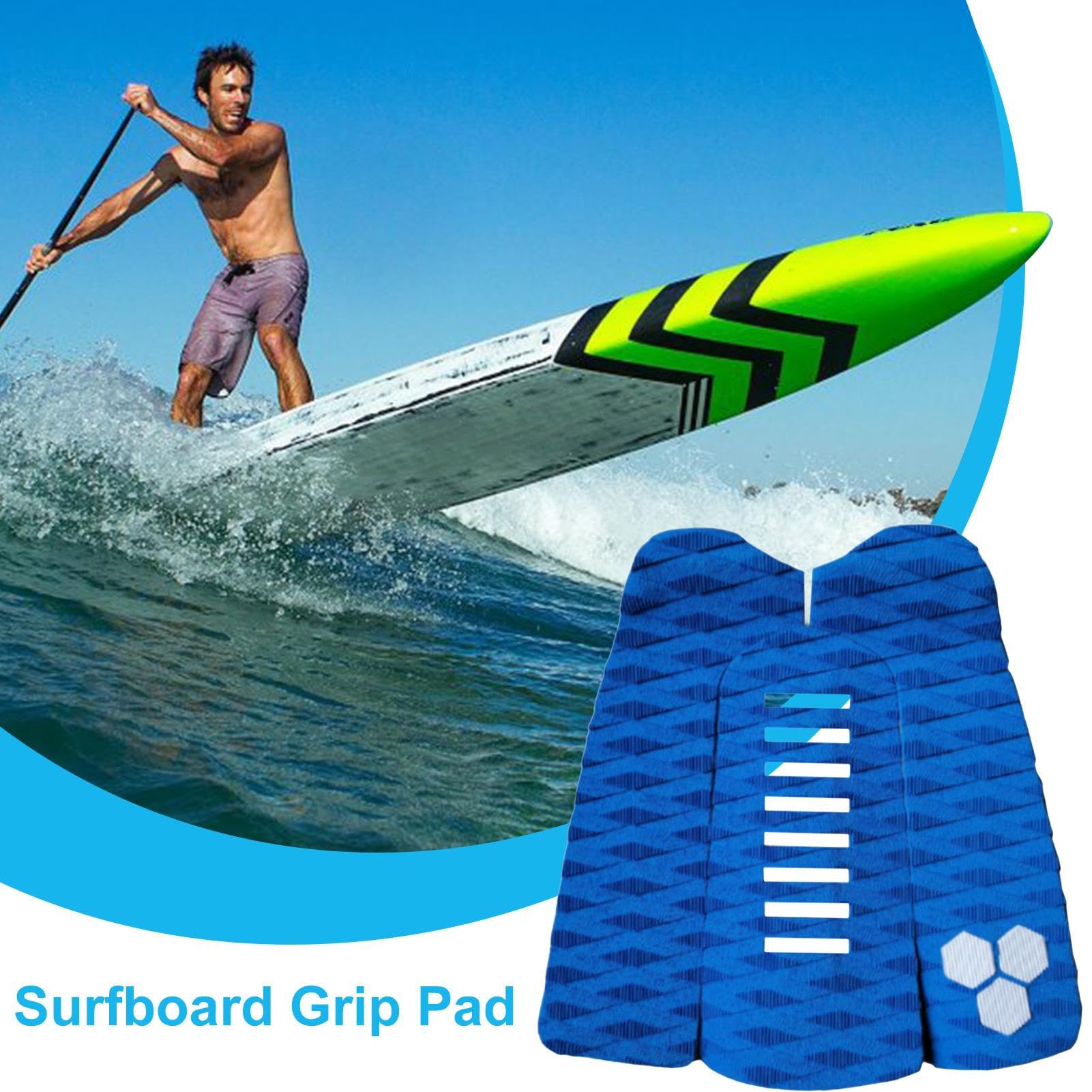 3 Pièces Pad de Traction pour Planche de Surf - Grip Antidérapant en Mousse EVA | Tapis de Pont pour Surf et Paddle Śup | Améliore l'Adhérence et l'Efficacité de Pagayage, Design Réglable, Accessoire
