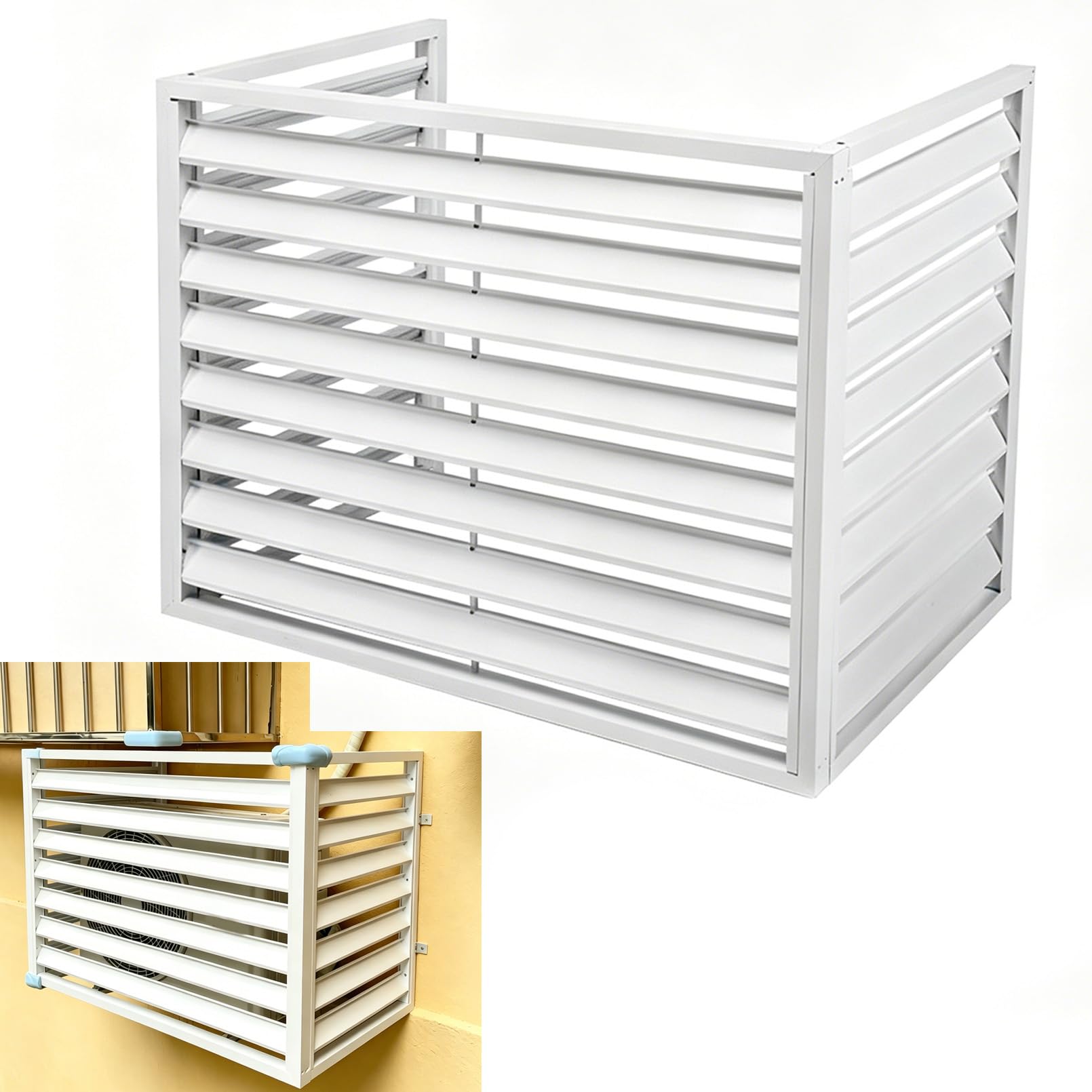 Aluminum Air Conditioner Cover，Aluminum Central Air Conditioner Protection Cover for Outside Units，Outdoor Noise Reduction，Suitable for Outdoor-White A-100 * 70 * 50(1.5p)