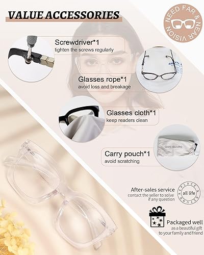 Miniatura 6 de MARE AZZURO Gafas de lectura bifocales de gran tamaño para mujer, con bloqueo de luz azul, lectores 1.0 1.25 1.5 1.75 2.0 2.25 2.5 2.75 3.0 3.5