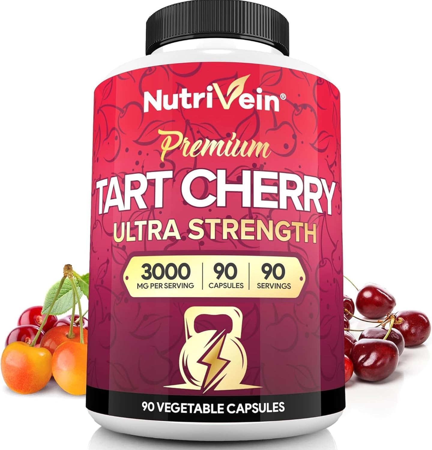 NutriveinCherry Capsules Antioxidants, Flavonoids - Supports Uric Acid Cleanse, Anti Inflammatory, Muscle Recovery, Joint Pain (2000mg)