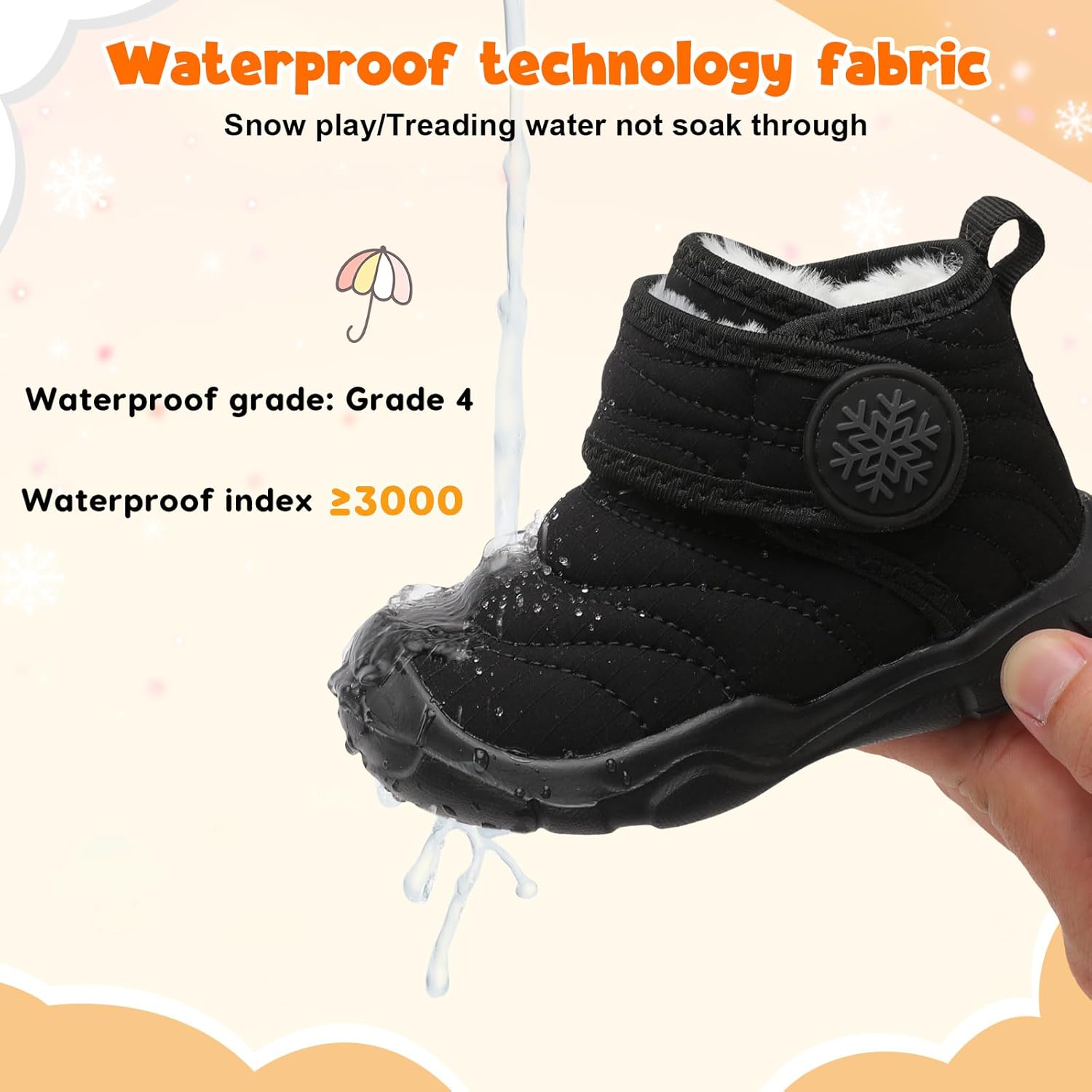 FEETCITY Baby Winter Warm Shoes Cozy Fleece Snow Boots Boys Girls Infant First Walking Shoes Water Resistance Booties - Image 4