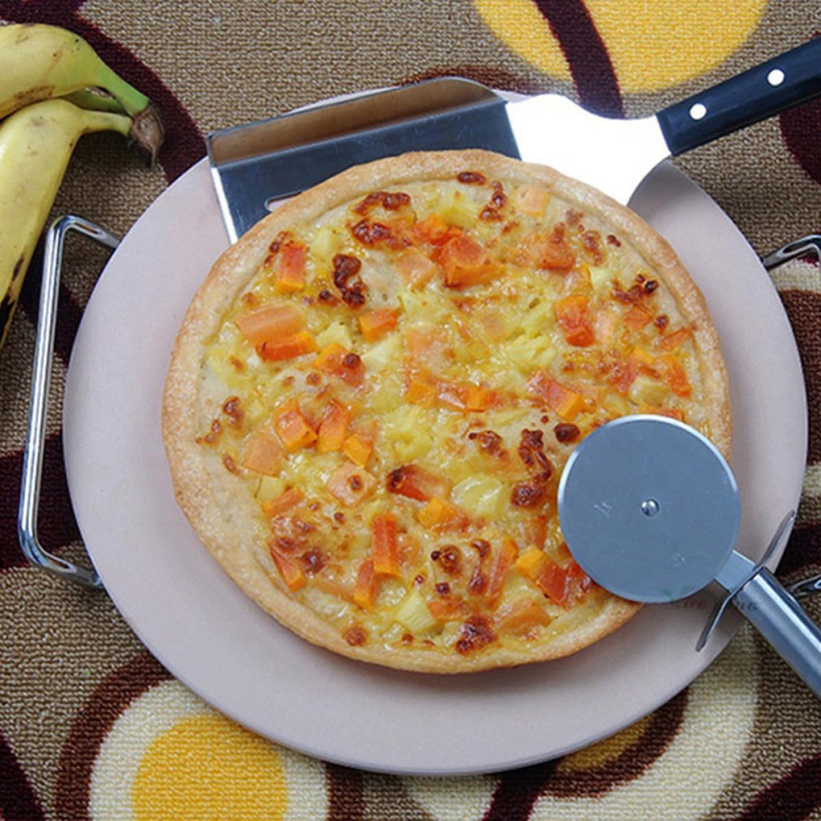 Abaodam Cordierit Pizzastein Weiß Hitzebeständig und Wasserabsorbierend Praktisches Backzubehör für Ofen und Holzkohlegrill zum Pizza Backen