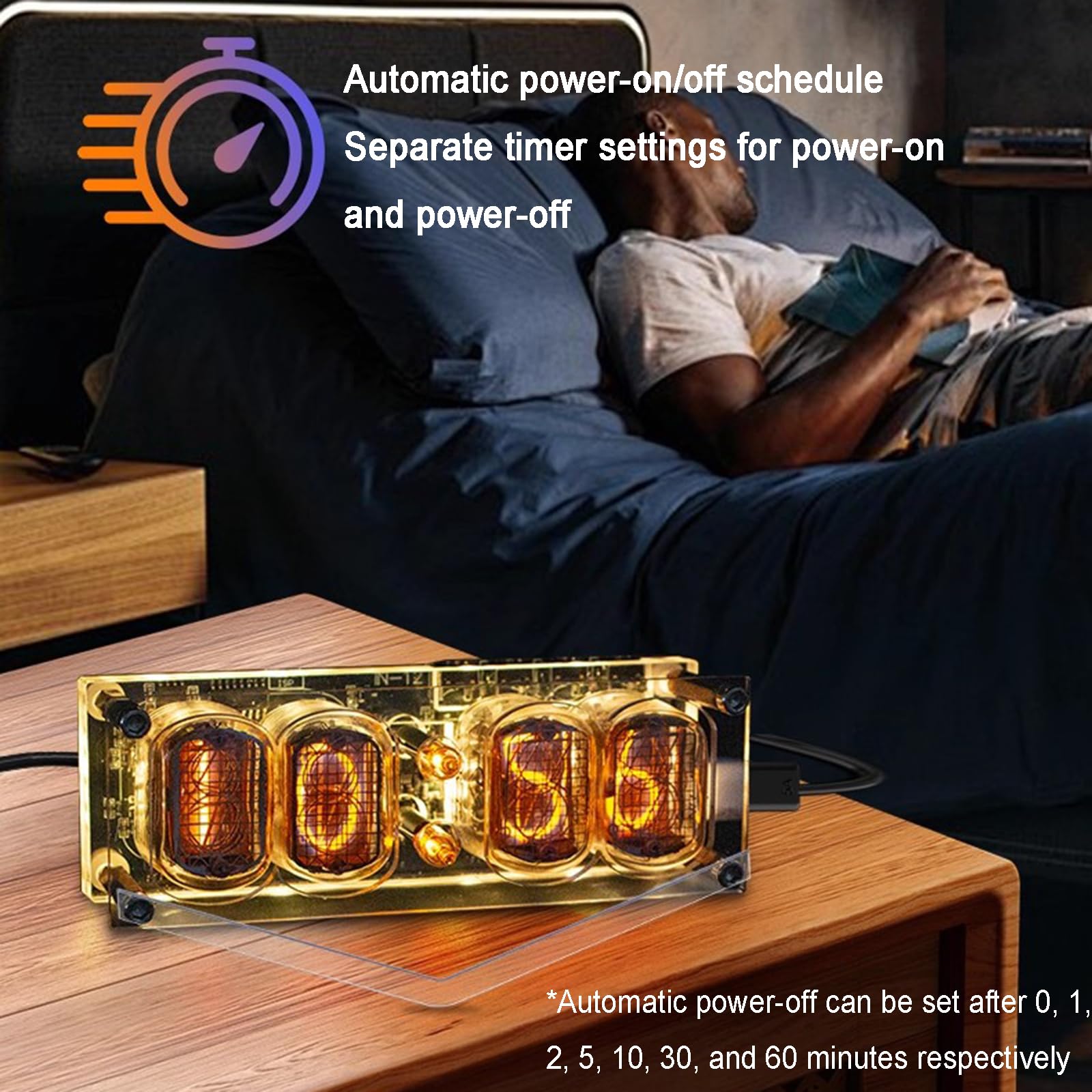 Nixie IN-12 rurki cyfrowe 4-bitowe LED zegar cyfrowy, efekty wizualne RGB, format 12/24 godziny, złącze USB typu C, kreatywna dekoracja biurka