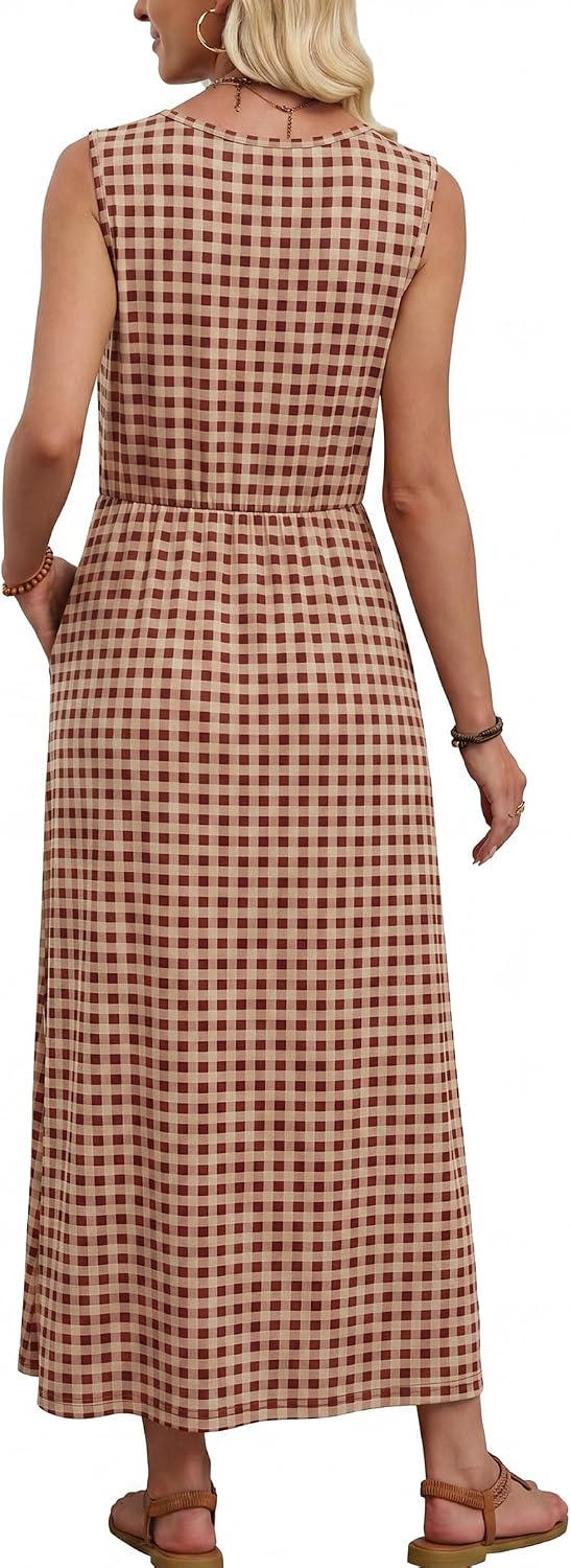 WIHOLL Summer Dresses for Women 2026 Maxi Dresses Long Flowy A Line Sleeveless Sundresses with Pockets thumbnail
