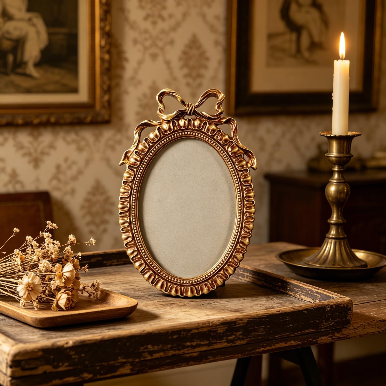 Amazon.com - LUOZZY Oval Picture Frame European Style Photo  Vintage Gold Tone Oval Picture Frame 8x10 Ornate Embossed Metal Easel Back main image 0