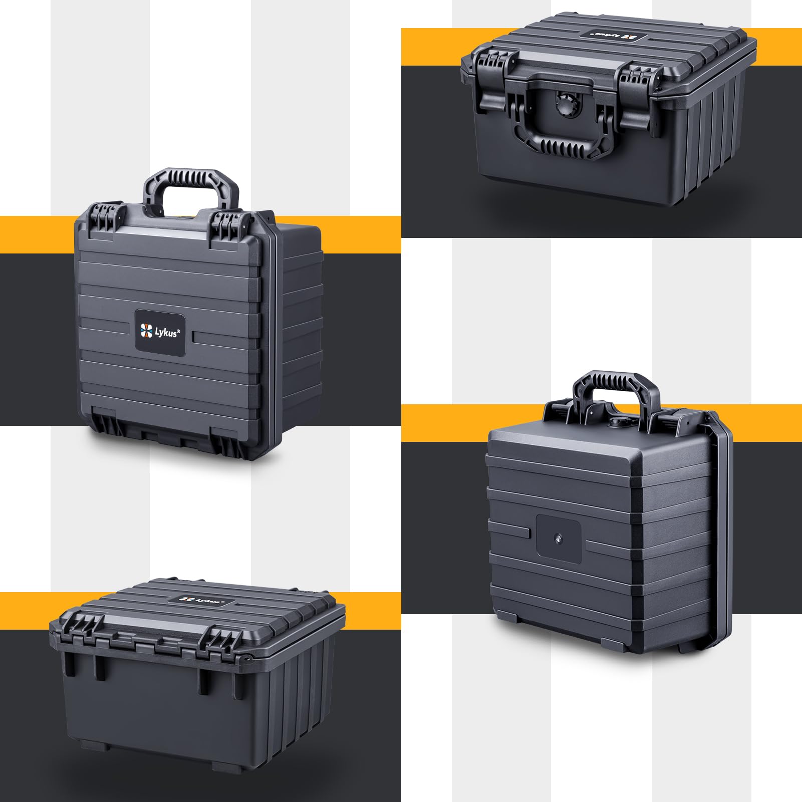 Lykus HC-2831 Wasserdicht Koffer mit anpassbar Rasterschaumstoff, Innengröße 28x26,1x17,3 cm, Geeignet für Elektronik und mehr