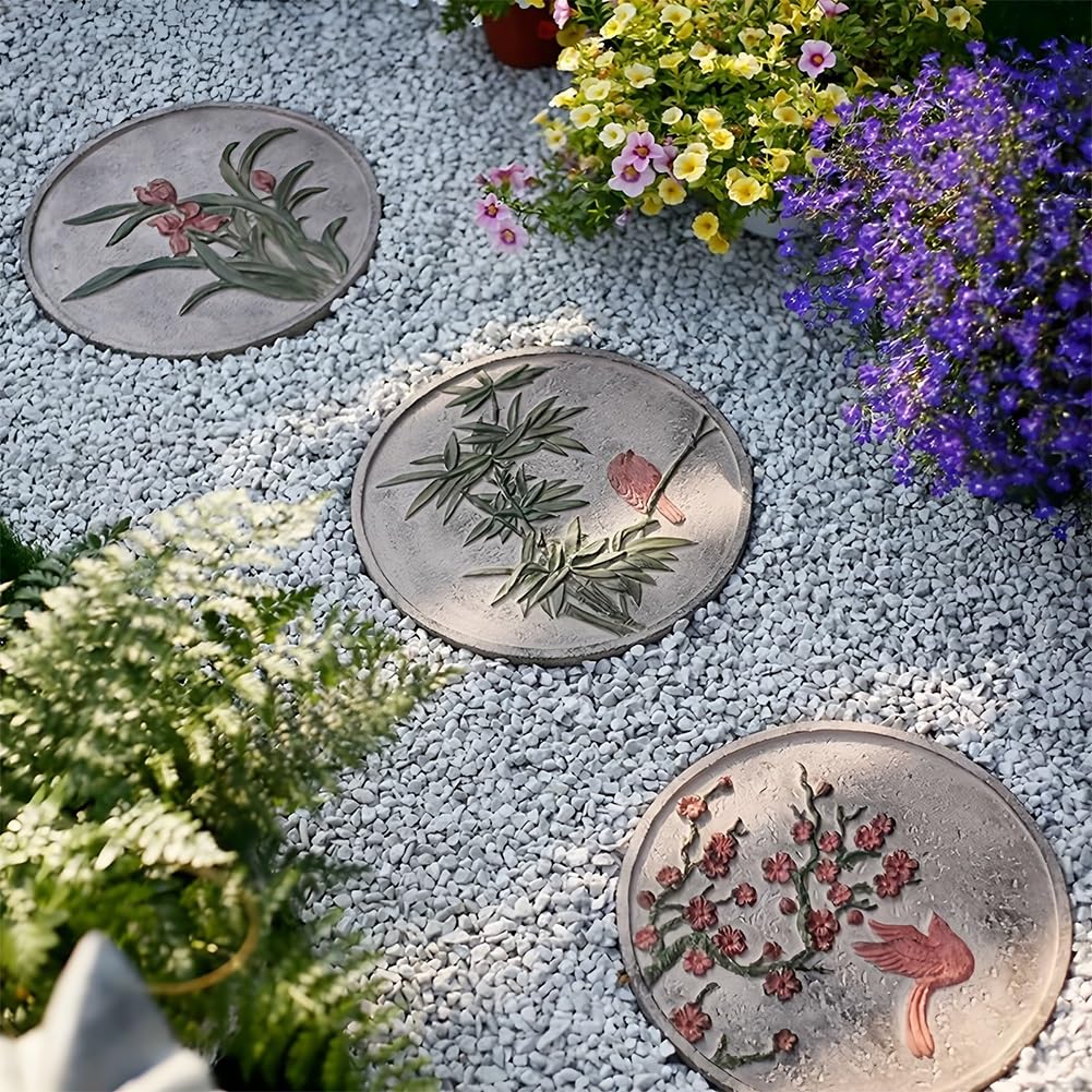 Pas Japonais Décoratifs D'extérieur – Dalles Jardin Rondes 13,8 Po – Dalles De Chemin En Béton Résistantes Aux Intempéries La Décoration Du Jardin, Du Patio, De L'allée Et La Cour(Gray-c)
