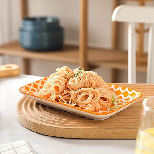 Miniatura 3 de Selamica Platos de ensalada rectangulares de cerámica de 8 pulgadas, platos llanos, platos de postre de pasta para aperitivos, sushi, frutas, aptos