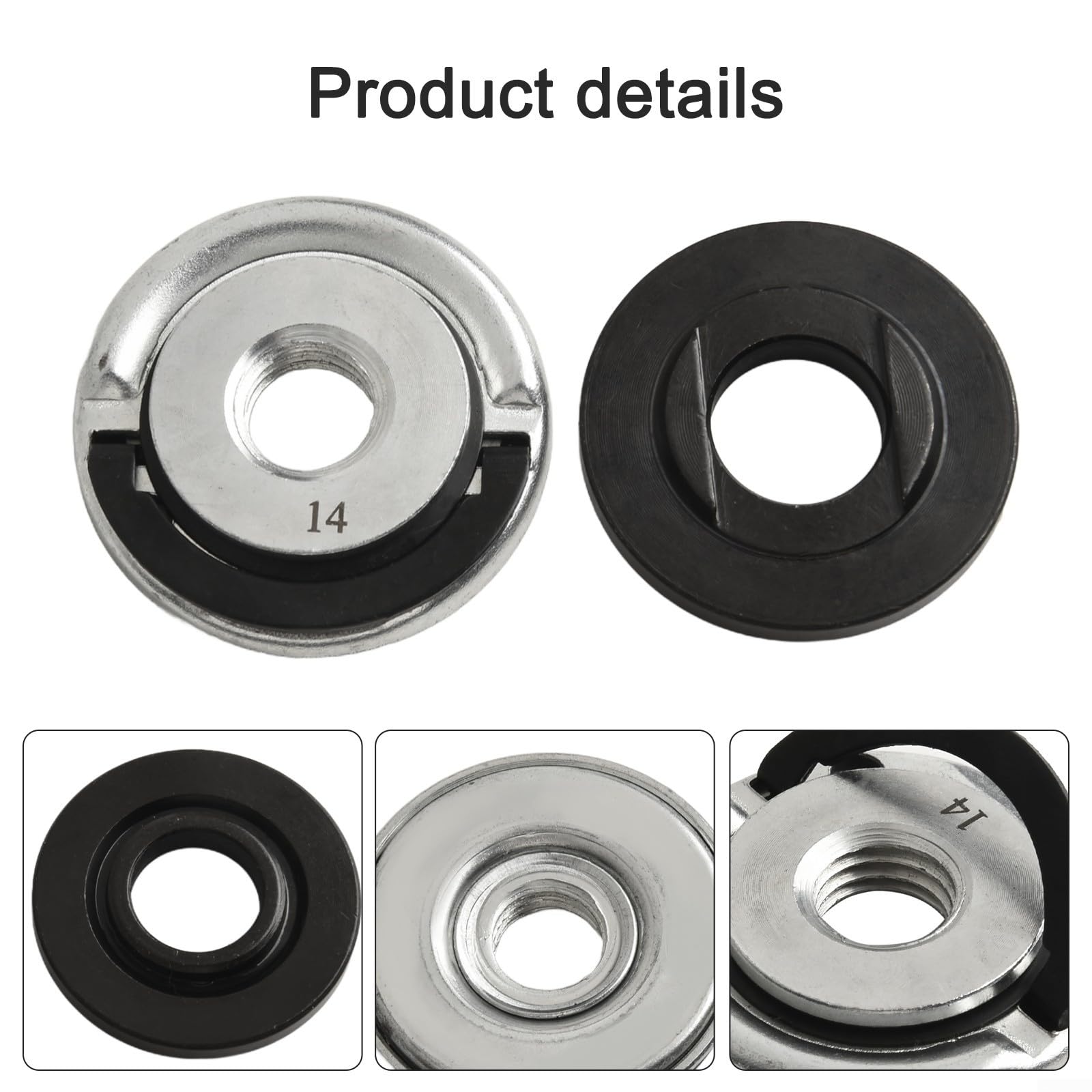 2-teilig für M14 Spannfutter für Winkelschleifer mit Schnellspannmutter und Doppelplatten-Klemmdesign, kompatibel mit Standardscheibengrößen