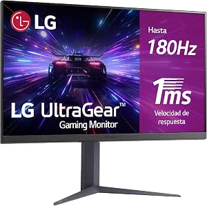 LG 32GS75Q-B - Monitor Gaming Ultragear, 32", IPS, 2560x1440, 16:9, 180 Hz, 1 ms/HDR10/G-Sync Compatible/FreeSync, No Curvo, Inclinación/Pivotable, Negro