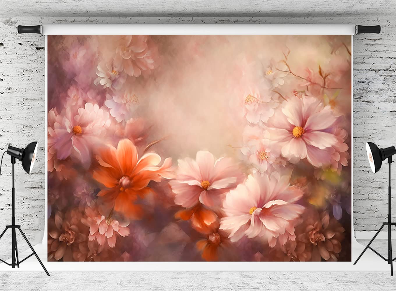 Kate 10x8ft Fine Art Pink Floral Backdrop for Photography Floral Portrait Watercolor Photo Background Photo Studio Props