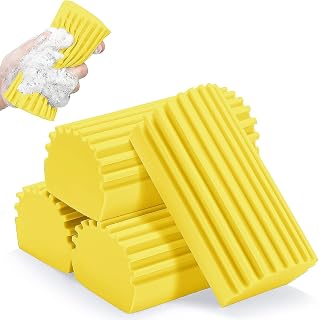Damp Clean Duster, 4 Pack Magic Sponge Eraser for Household Cleaning, Reusable Dusters Cleaning Supplies for Housekeeping, Dish, Blinds, Glass, Baseboards, Vents, Window Track Grooves and Faucet