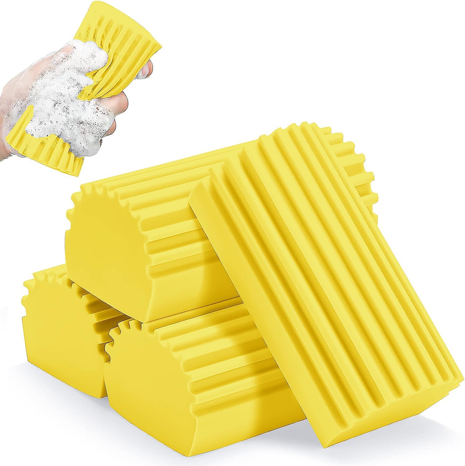 Damp Clean Duster, 4 Pack Magic Sponge Eraser for Household Cleaning, Reusable Dusters Cleaning Supplies for Housekeeping, Dish, Blinds, Glass, Baseboards, Vents, Window Track Grooves and Faucet