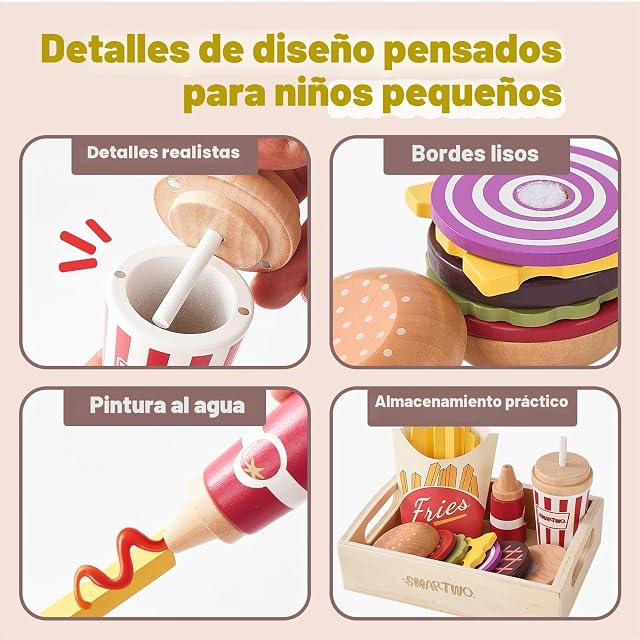 Foto 4 de 7 de Smartwo Comida Rápida Madera 3-6 Años Hamburguesa y Patatas