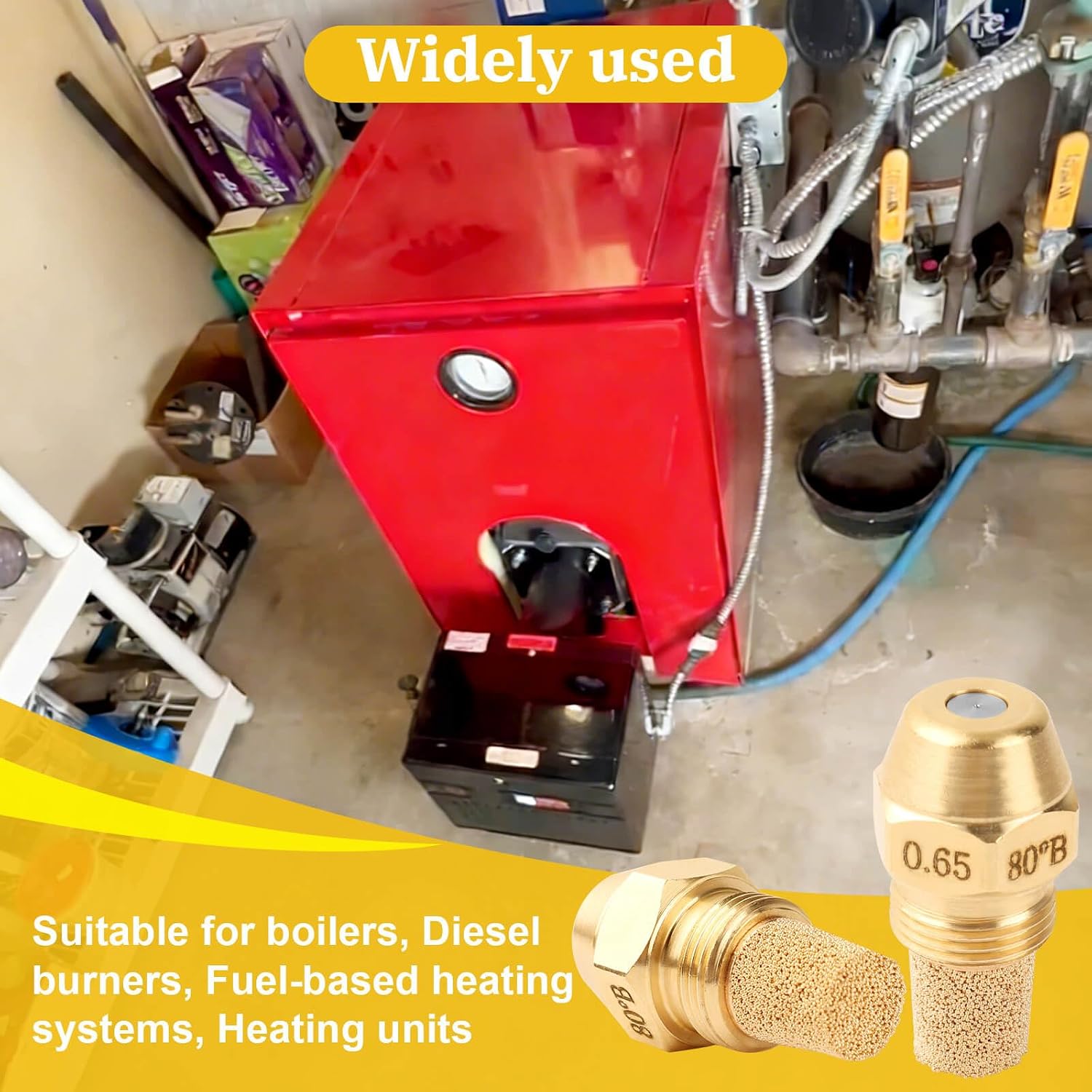 2 Pcs Solid Oil Burner Nozzle 0.65-80 B, 80 Degree Spray Angle, Brass Oil Furnace Nozzle kit for Oil Furnace and Beckett Burner Parts