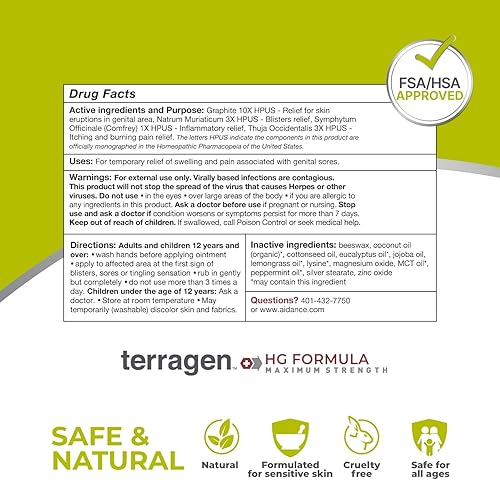 Miniatura 6 de Terragen HG Formula MAX Crema para llagas genitales de terrasil, tratamiento natural calmante rápido para un apoyo eficaz de brotes para hombres y
