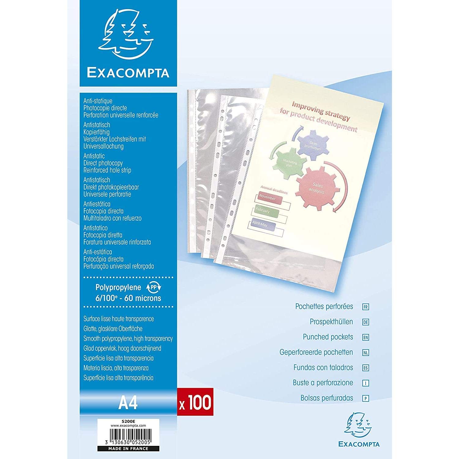 Pack Classement EXACOMPTA : 2 Classeurs Souples A4 + 100 Pochettes + 12 Intercalaires (rouge/bleu)