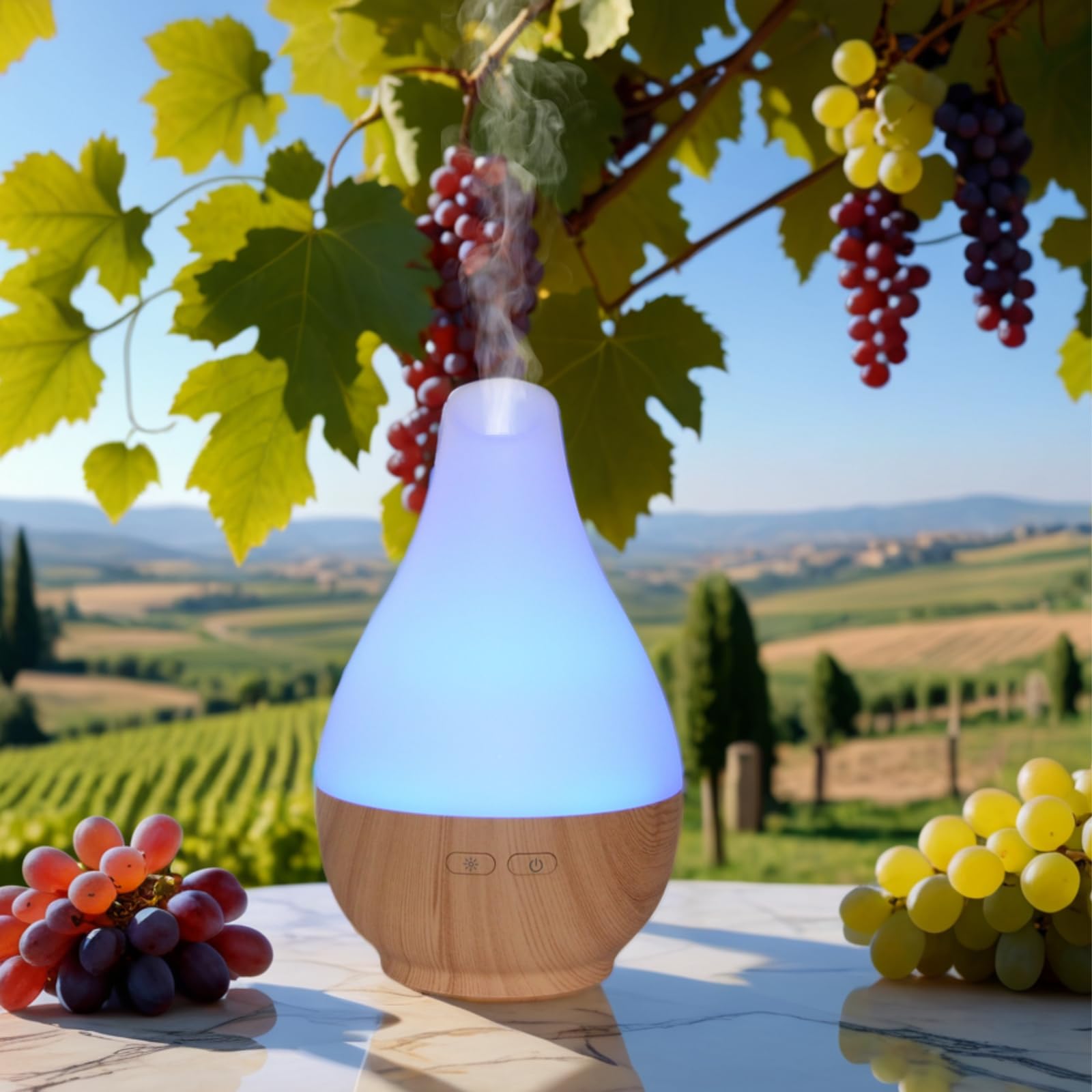Zen'arôme Julia dyfuzor olejków eterycznych, ultradźwiękowy, do aromaterapii, zimna, domowy dyfuzor elektryczny, nawilżacz powietrza, kolorowe oświetlenie LED, automatyczne i ciche zatrzymanie