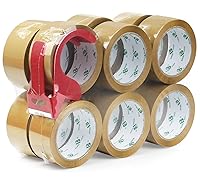 Vista 8 de BOMEI PACK Recambios de cinta de embalaje marrón, cinta de embalaje marrón con dispensador para envío, mudanza y embalaje, 6 rollos de 2.4 mil 1.88