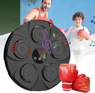 Smart Bluetooth Music Boxing Machine with Boxing Gloves Wall Mounted Boxing Machine Punching Bag for Home Exercise, Boxing Training, Stress Release (Color : A, Size : Adult Gloves)