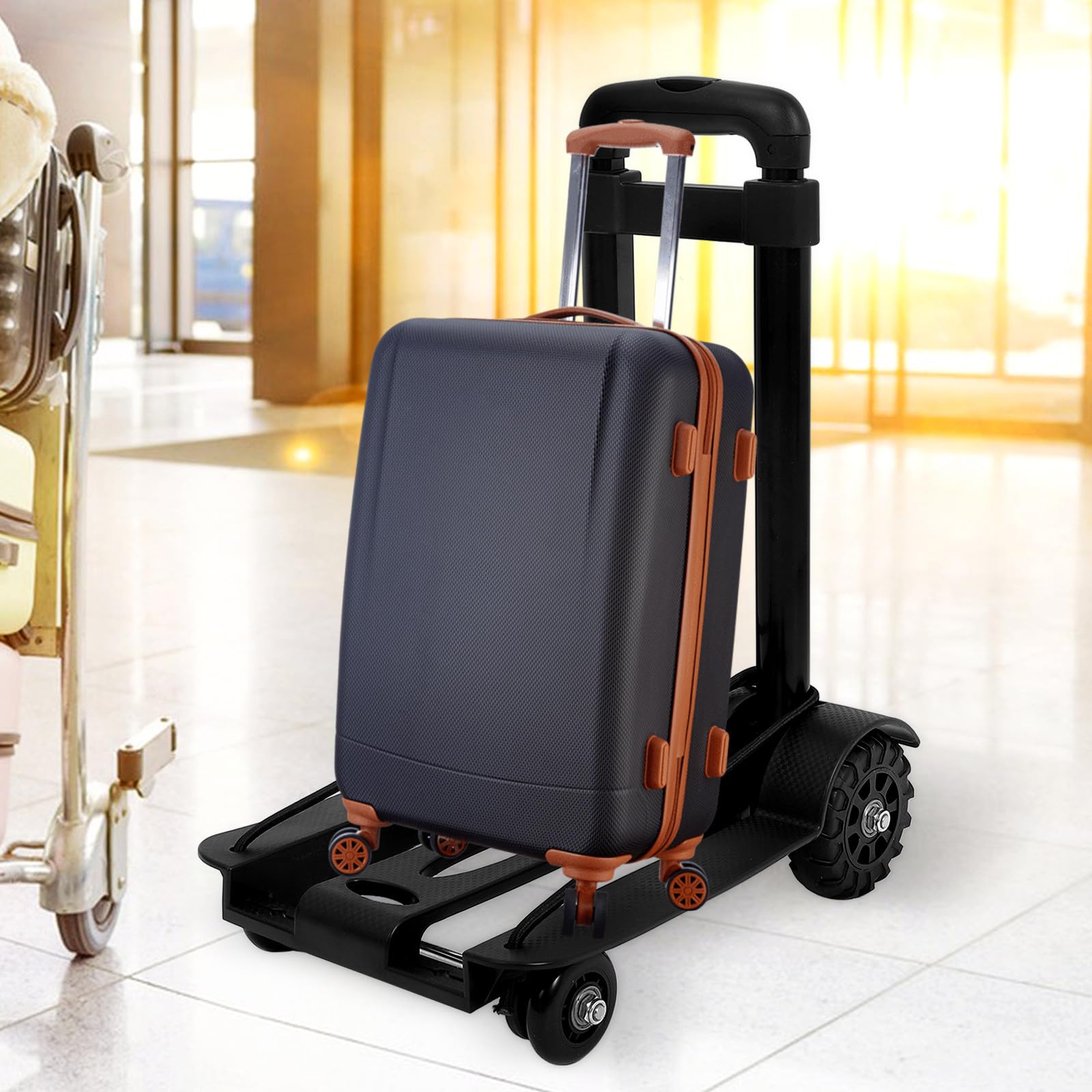 PartyKindom Carrito Plegable de Aleación de Aluminio Pequeño y Portátil Gran Capacidad de Carga para Equipaje y Compras en Viajes y Uso Diario