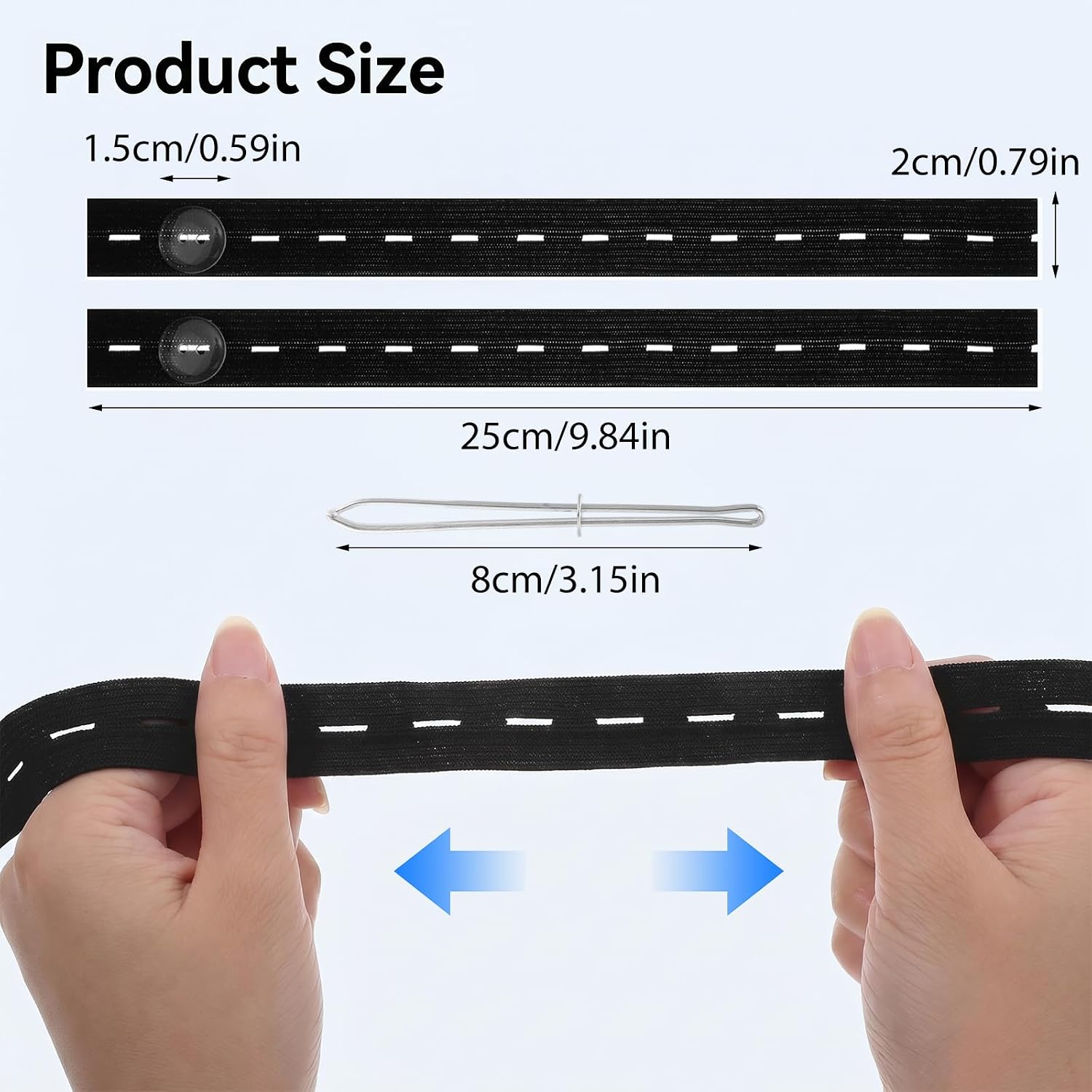 Pants Waist Tightener Kit, Waist Tightener for Pants Women & Men, Adjustable Elastic Bands with Buttons & Tools, Invisible Button Hole Extender for Loose Jeans, Weight Loss Pant Adjuster (Black)