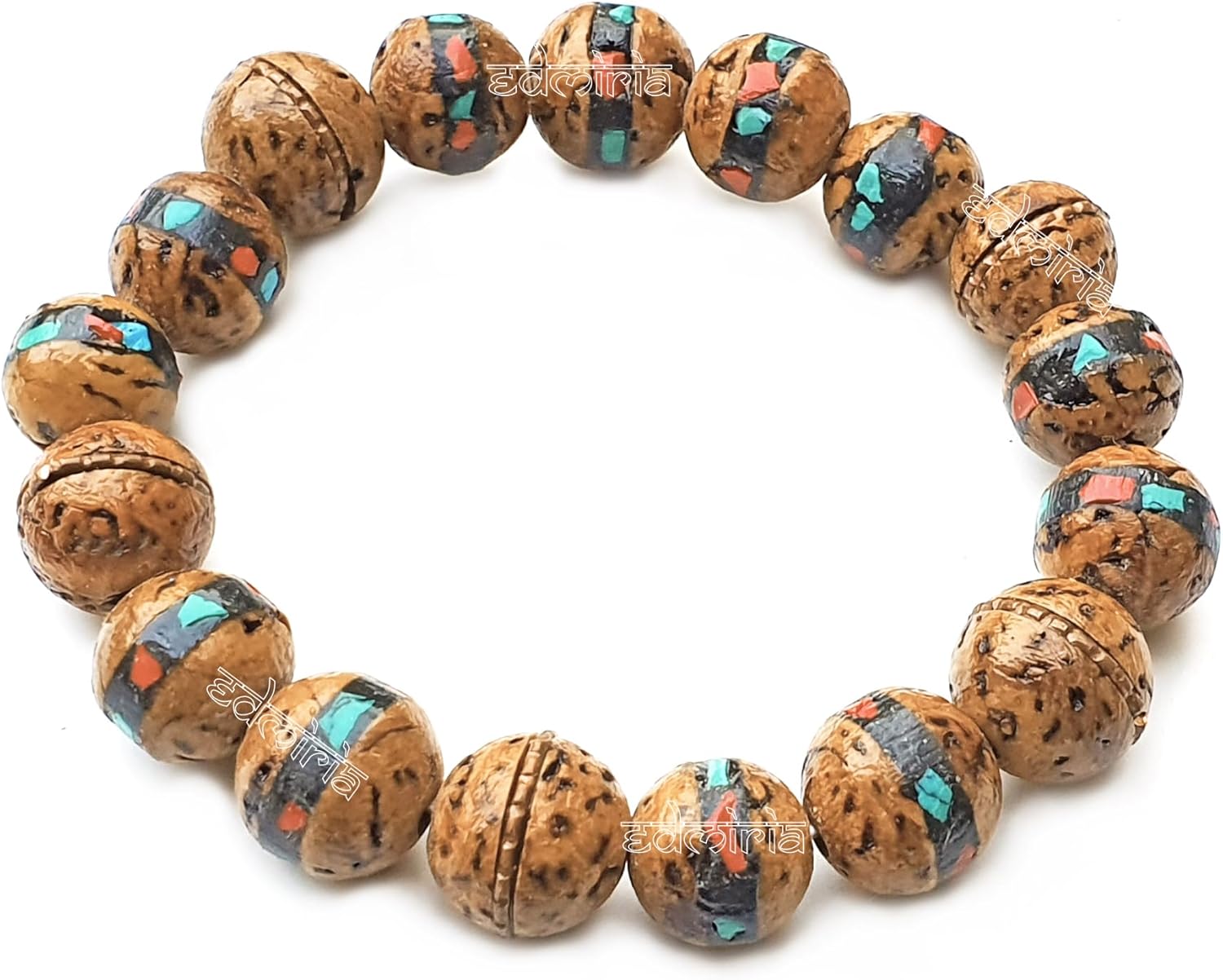 Tibetan Mala Bodhi Seed Wrist Bracelet From Bodh Gaya Nepal - Phoenix Eye Natural Buddha Beads Hand String for Men Women Prayer Japa