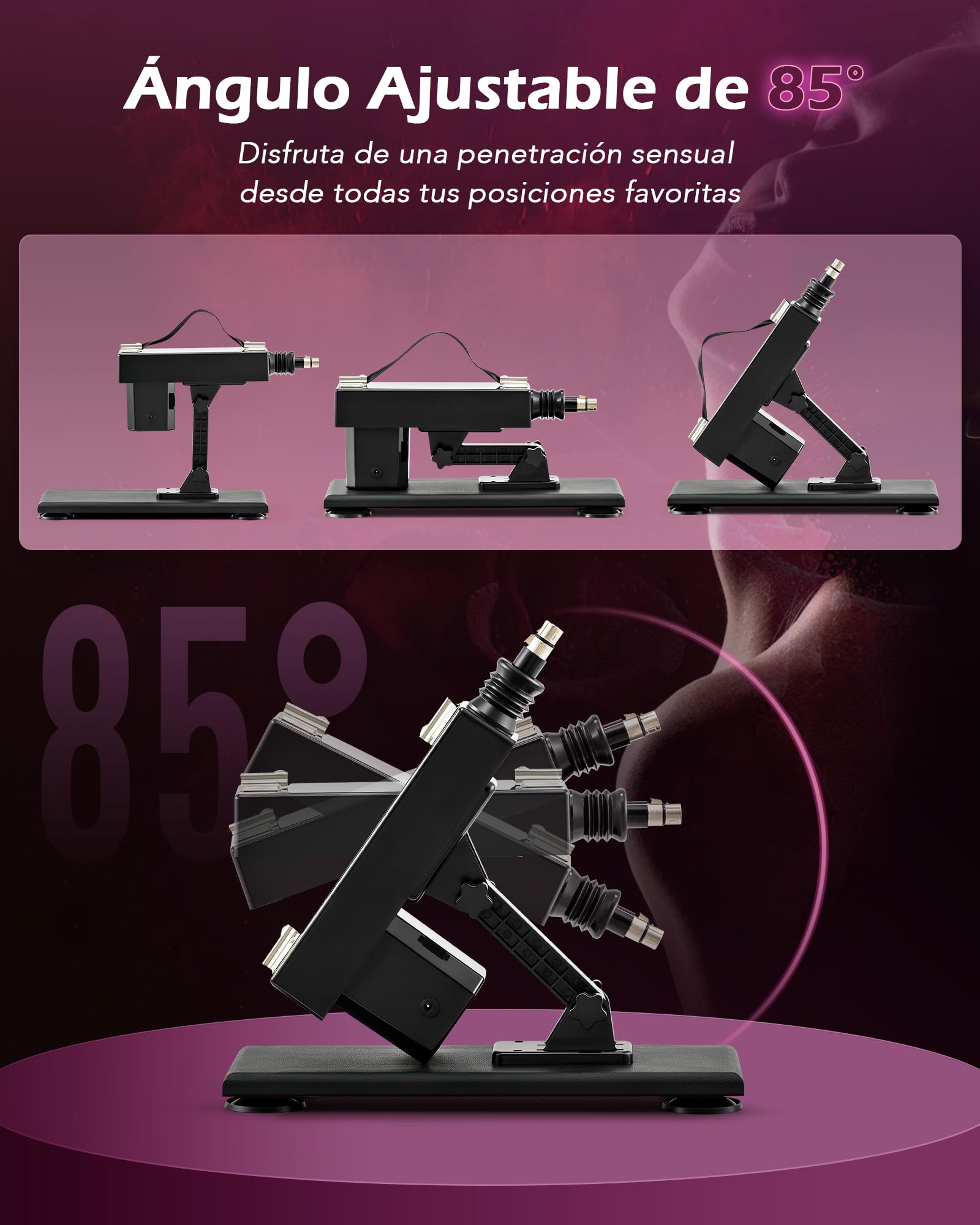 SENSUA Máquina Sexual Automática con 5 Consoladores, Barra de Extensión y Accesorio de Ventosa, para Mujeres, Hombres y Parejas, Sex Machine Ajustables para Masaje Vaginal, Anal y Masturbación