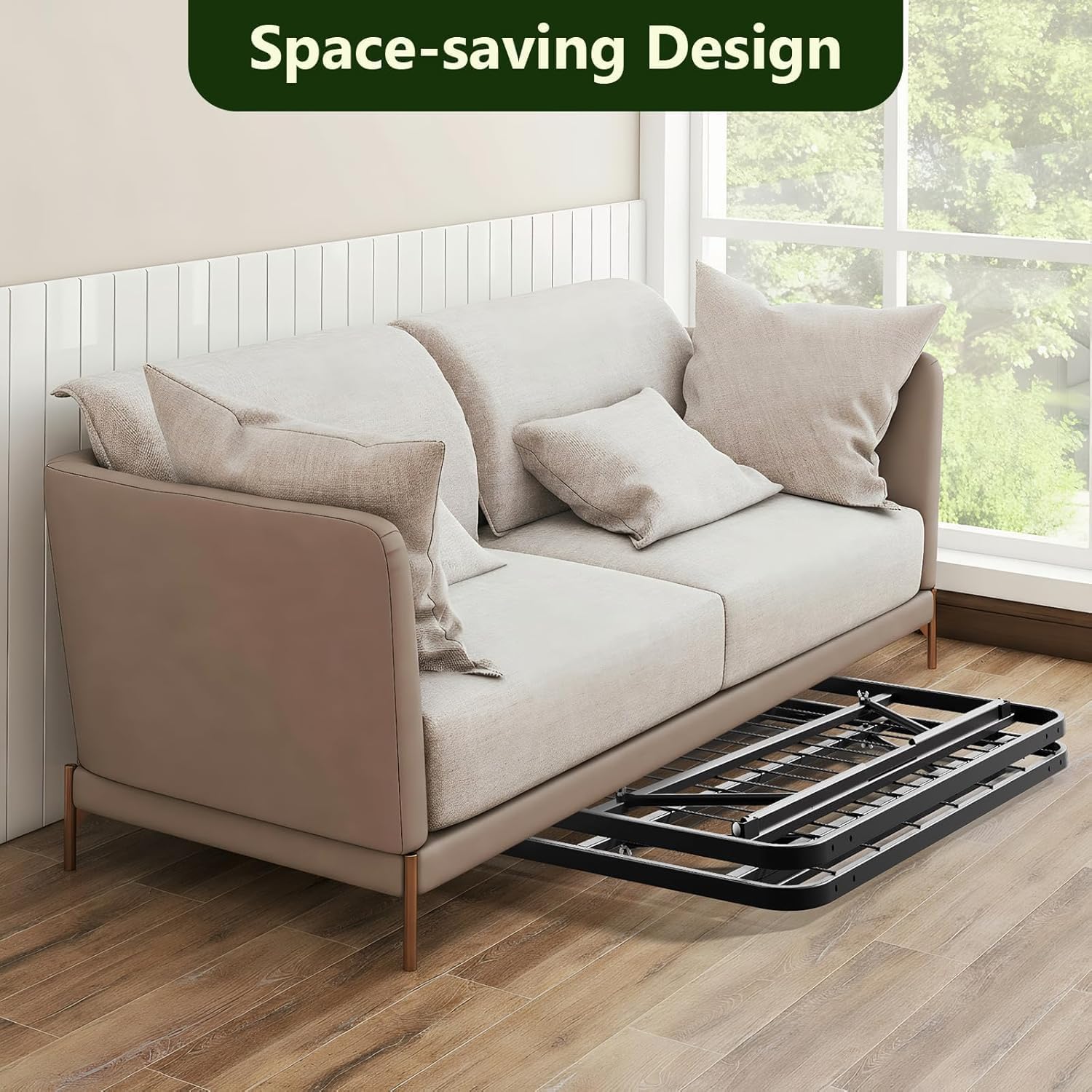 Twin Foldable Bed Frame, 14 Inch Metal Platform, No Box Spring Needed, Tool-Free Assembly, Portable Folding Twin Bed Frames for Apartment, Guest Room, or Dorms