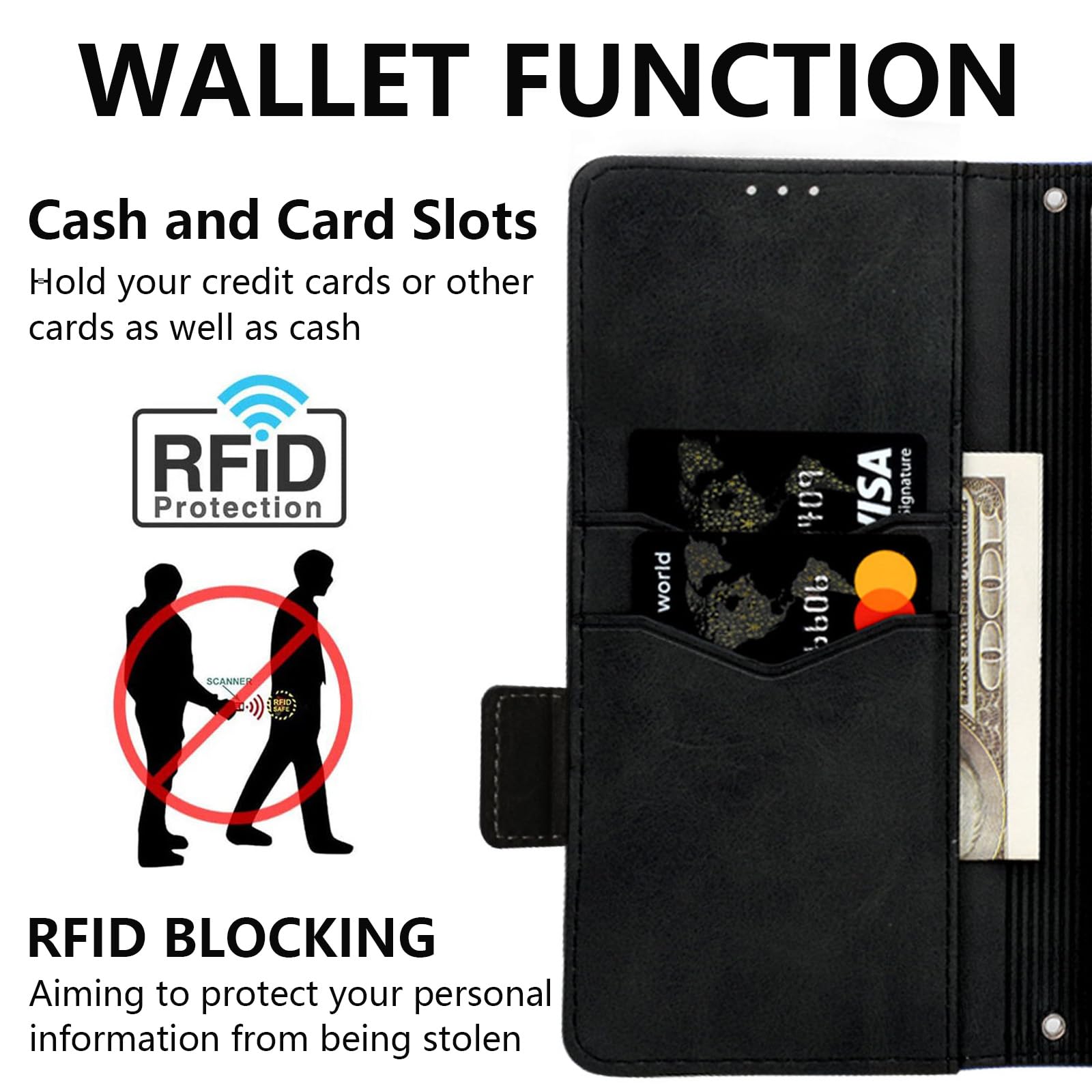 Xiaomi 13T Pro/ Xiaomi 13T Case, Magnetic Leather Wallet Card Slots Xiaomi 13T Phone Case, Flip Silicone TPU Bumper Protective Cover With Kickstand, Shockproof Book Case For Xiaomi 13T Pro Black