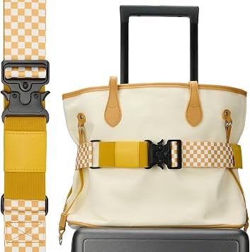Travel Belt for Luggage, Adjustable Luggage Straps, Add a Bag Luggage Strap for Carry On Bag, Personalized Travel Accessories for Women & Men Yellow