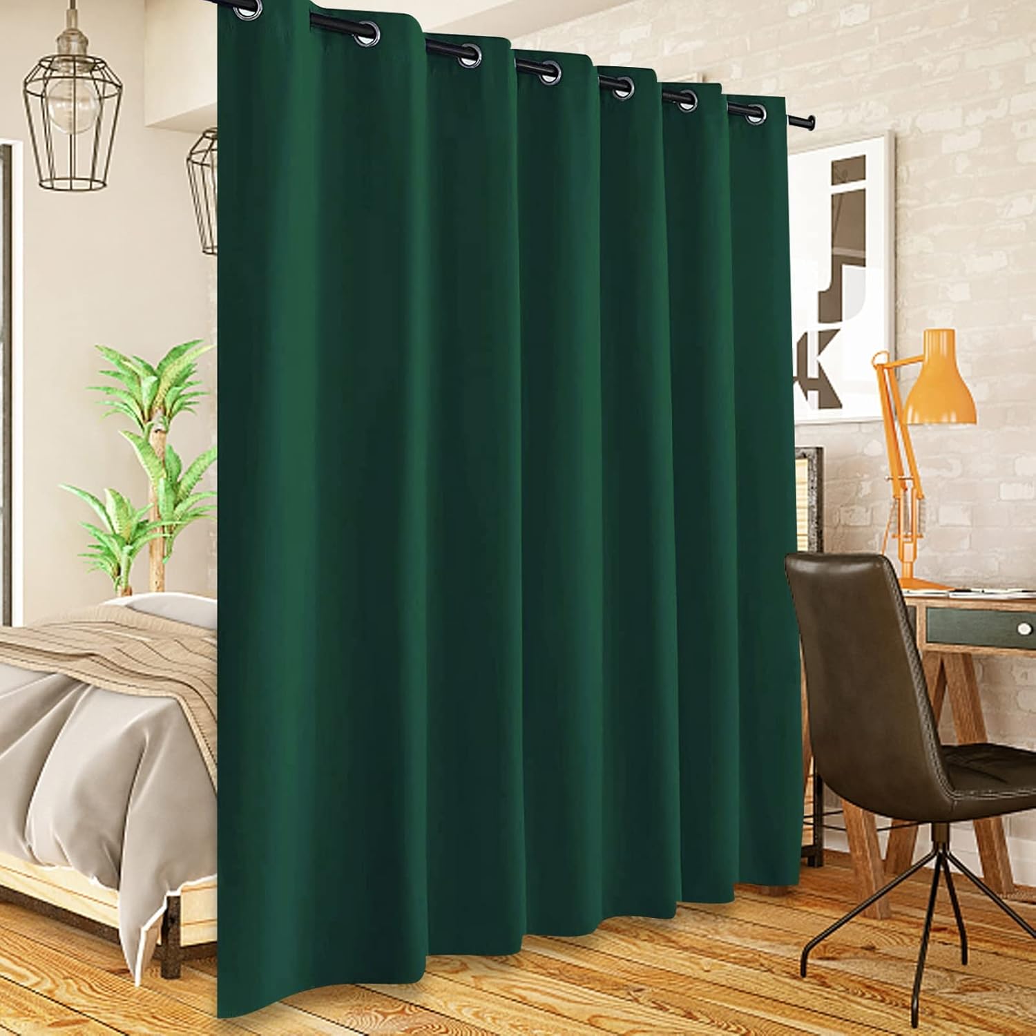 SK Studio Room Divider Curtain, Total Privacy Blackout Curtains Thermal Insulated Noise Reduce Sliding Door Curtains for Bedroom Partition, Shared Office, 1 Panel, Dark Blue, W 4.3 x L 5.2 ft