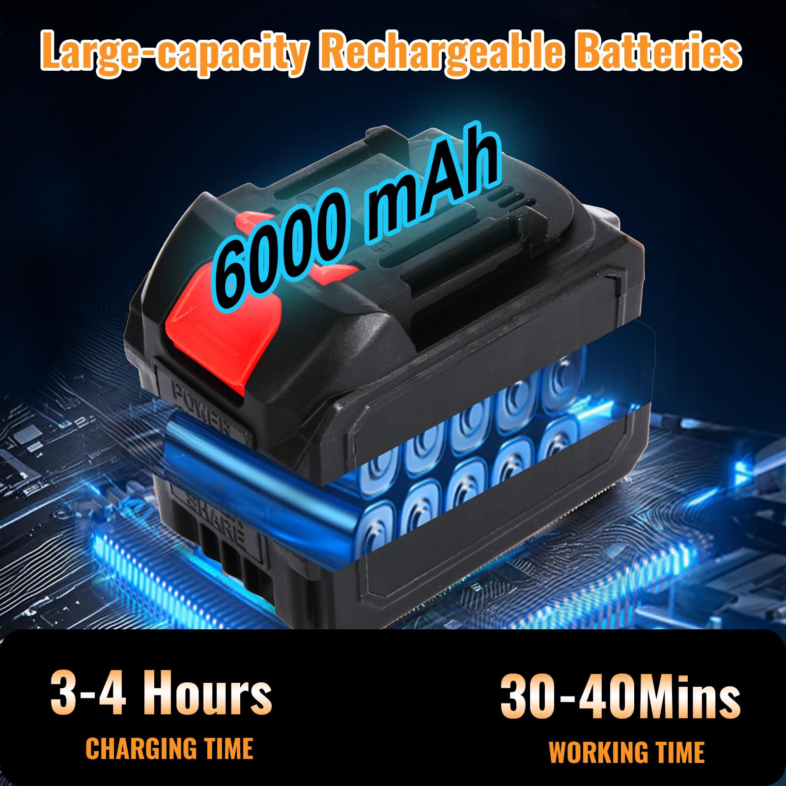Hidrolimpiadora de Alta Presión Batería 21V MAX 65Bar con Pantalla LCD de Potencia y 10 Velocidades, Portátil para Limpieza de Coches y Jardín (con 2x6000mAh Baterías)