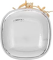 Vista 3 de Elegance Bandeja de mariposa cuadrada para servir, 10.5 pulgadas, plata/dorado