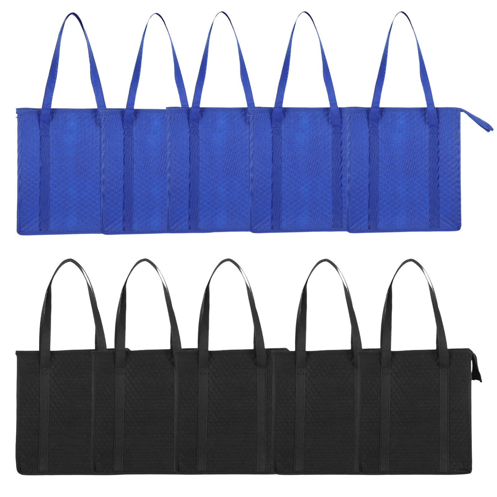 POPETPOP Bolsa Térmica para Alimentos con Aislamiento y Cremallera, 10 Piezas Reutilizables con Asas, Tela No Tejida, Adecuado para Cocina y Viaje, Protege Comida Fría y Caliente