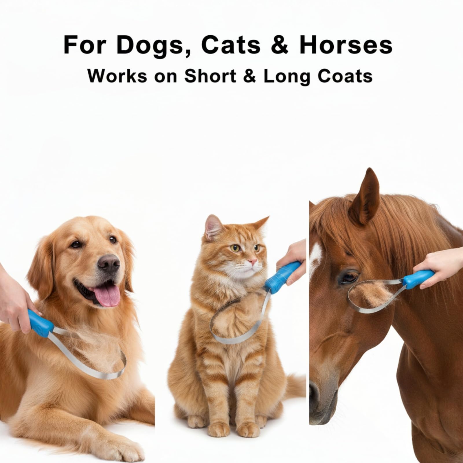 Cuchilla de aseo de doble cara para perros, cepillo de desprendimiento con cuchillas de acero inoxidable para pelaje corto y largo