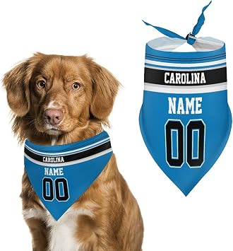 Carolina Personalized Dog Bandana - Custom Design Name Number Scarf - Football Bandana Gifts for Dogs and Cats
