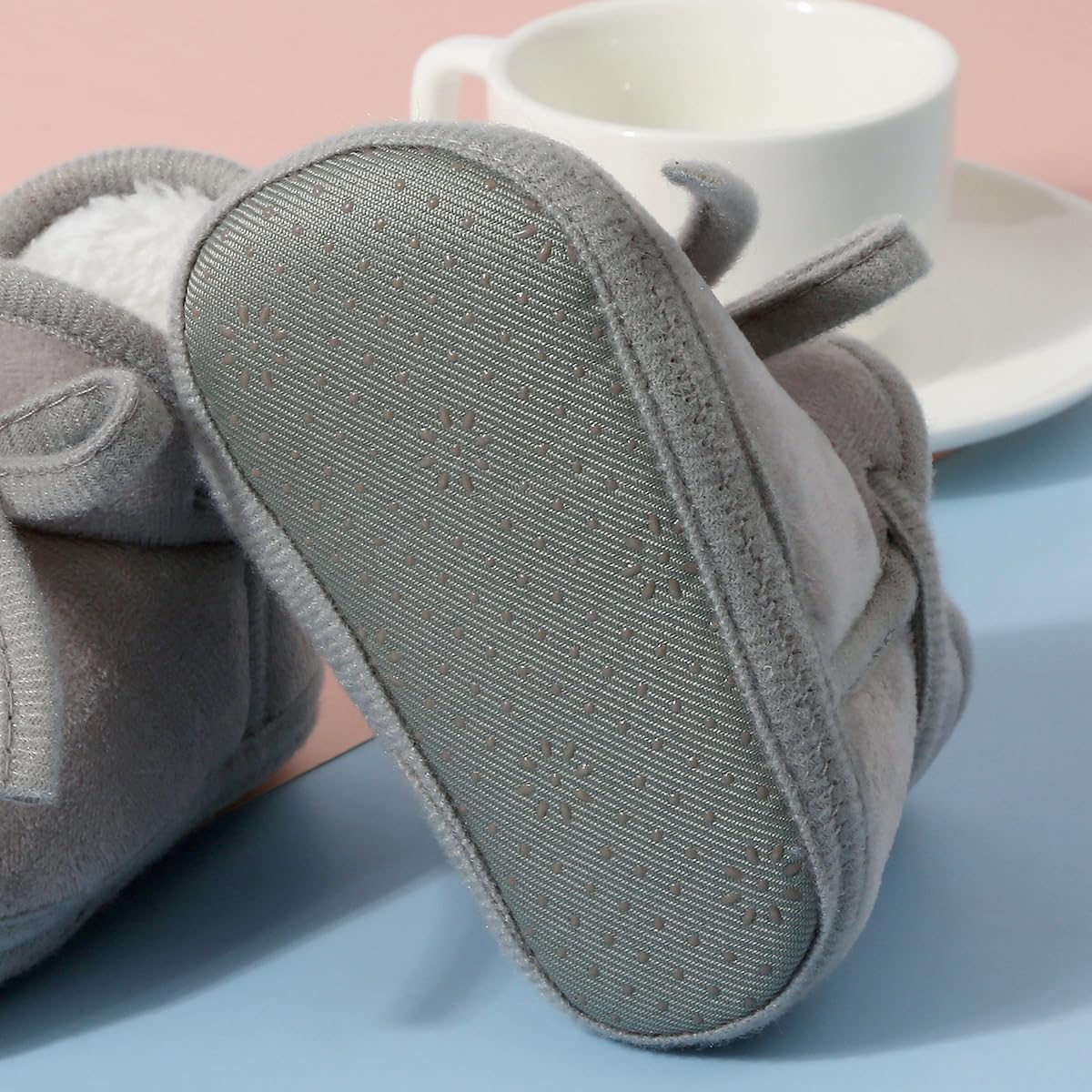 Baby Booties Newborn Fleece First Walking Shoes Non-Slip Sole Slippers Cozy Warm Booties for Infant Toddler Boys Girls