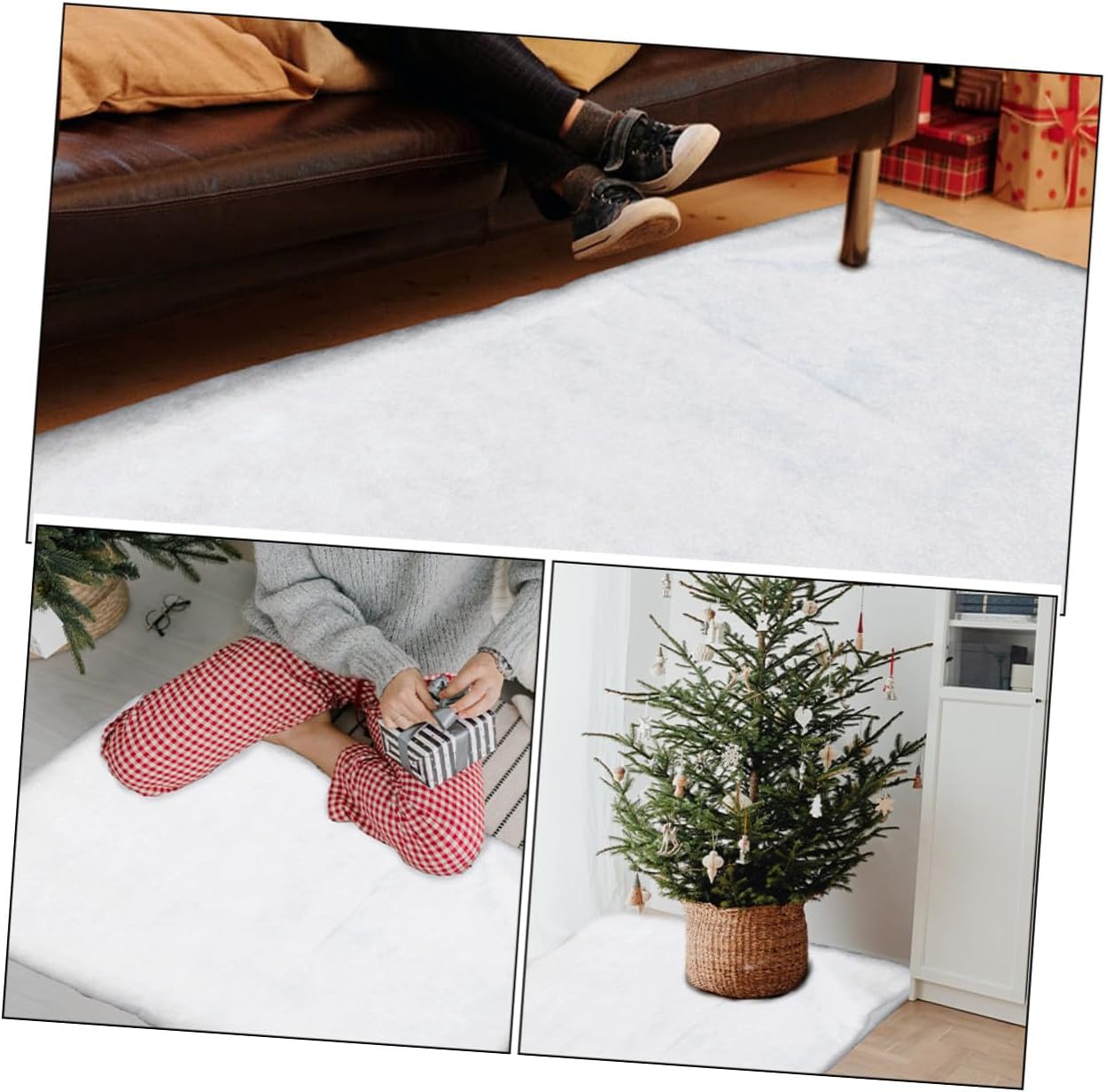 SAFIGLE 2pcs Christmas Artificial Snow Blanket 1.5x1m White Faux Snow Sheet for Village Scene Winter Decor Indoor Holiday Party Decoration