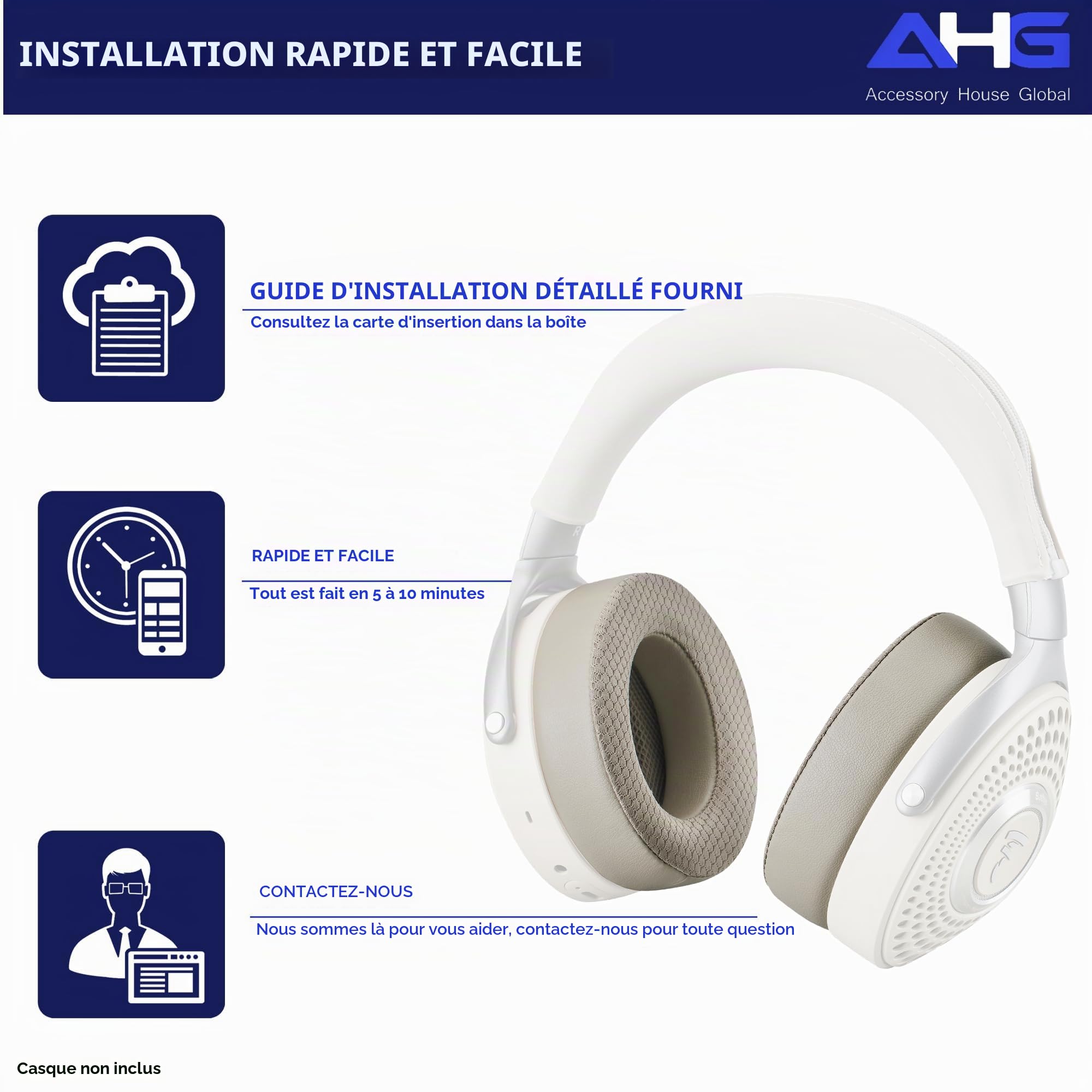 AHG Accessory House Global Coussinets en gel rafraîchissant compatibles avec les casques Focal bathys et Bathys MG (Dune) Facile à installer soi-même | Gel frais | Confort extra épais | Matériaux de