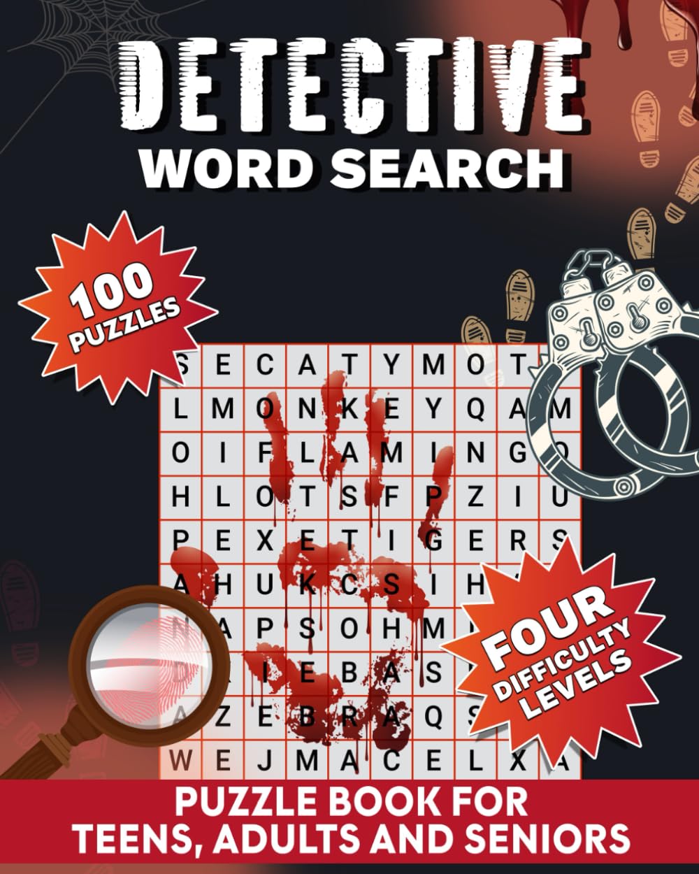 Detective Word Search Puzzle Book for Teens, Adults, and Seniors: 100 Puzzles, 2000 Words with 4 Difficulty Levels