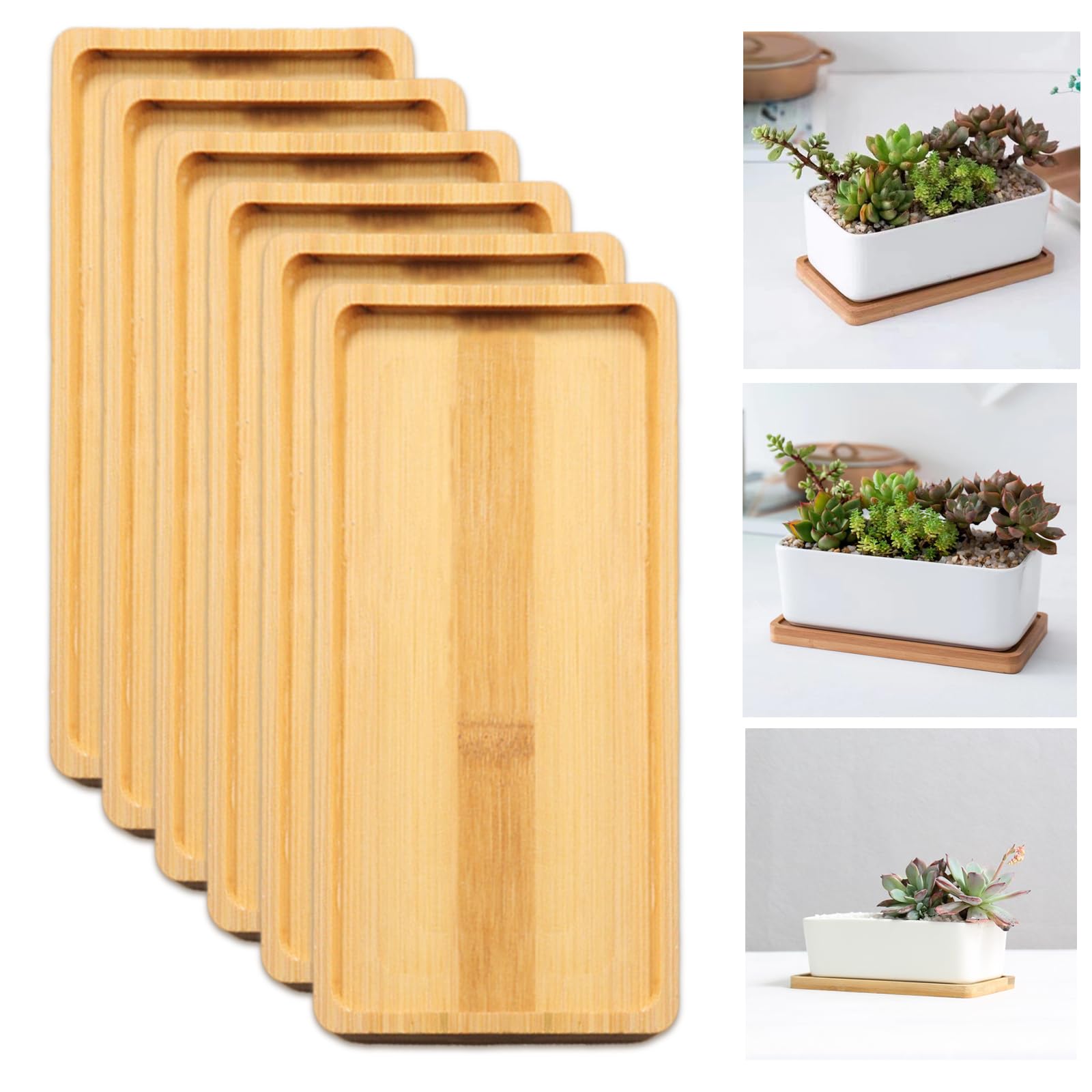 Puedno 6 Stck Bambus Tablett Klein, Rechteckige Holztablett Kleines, Holz  Servierplatte, Holz Rechteckige Holztabletts, Bambustablett Klein fr  Untersetzer Tee Kaffee Kuchen : Amazon.de: Kche, Haushalt & Wohnen
