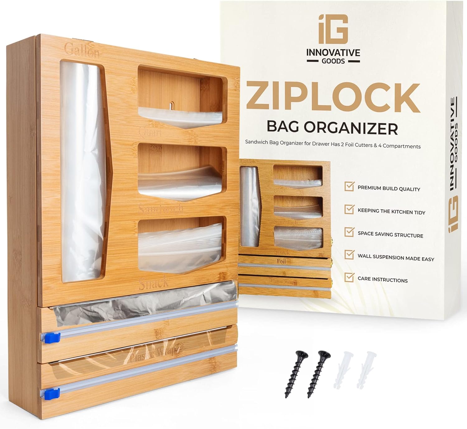 Ziplock Bag Organizer Bamboo Ziplock Plastic Bag Organizer Space