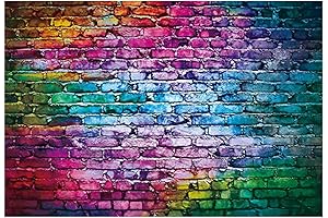 Funnytree 80s Photo Backdrop | 7x5ft Colorful Retro Brick Wall Themed Photography Background