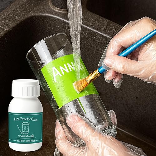 Miniatura 6 de Pasta de grabado de vidrio de 3.5 onzas, crea un hermoso arte en minutos, crea diseños permanentemente impresionantes en superficies de vidrio,