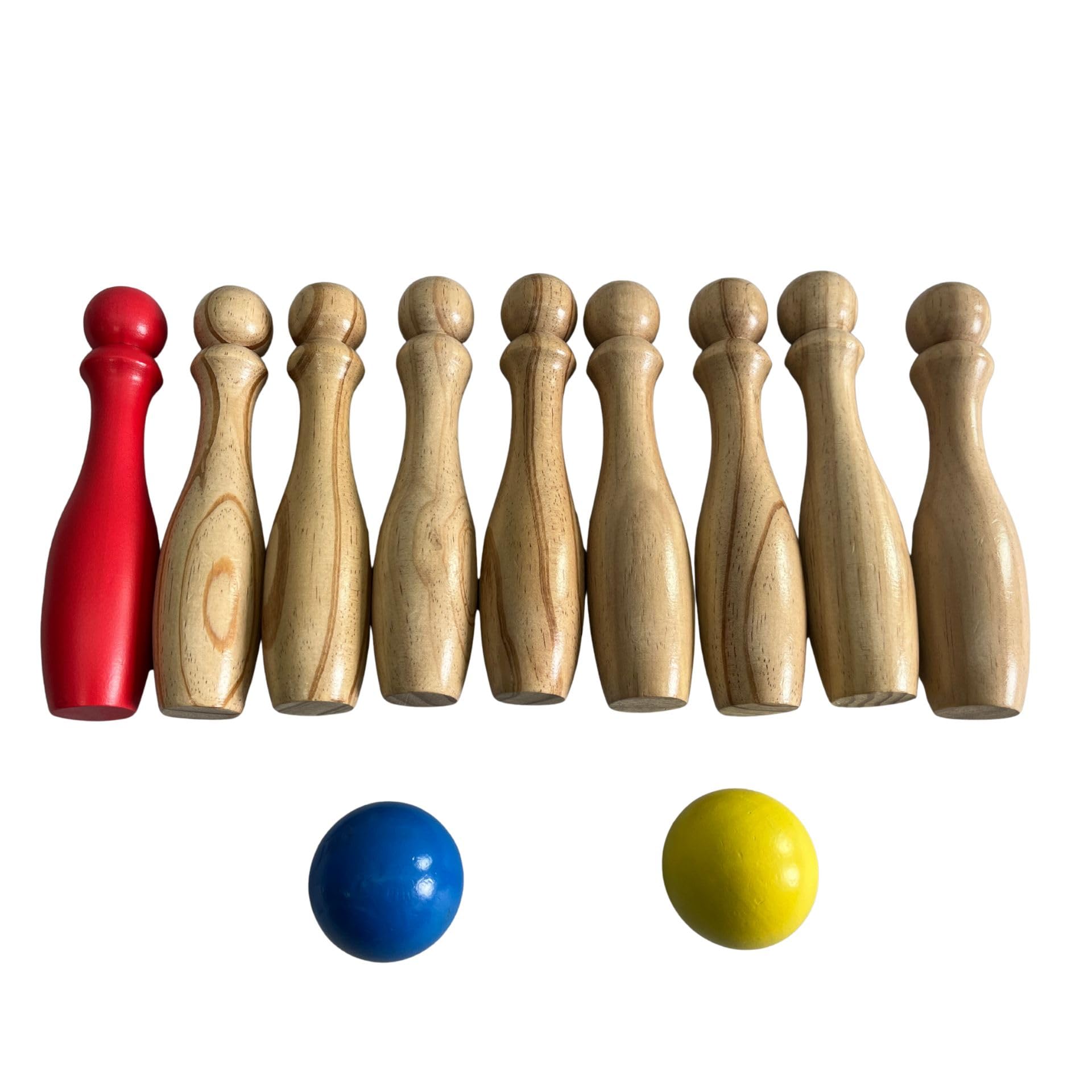 Jeu de quilles en bois FSC avec 9 broches, 2 balles et sac de transport, pour l'intérieur et l'extérieur, le jardin, les fêtes et les jeux