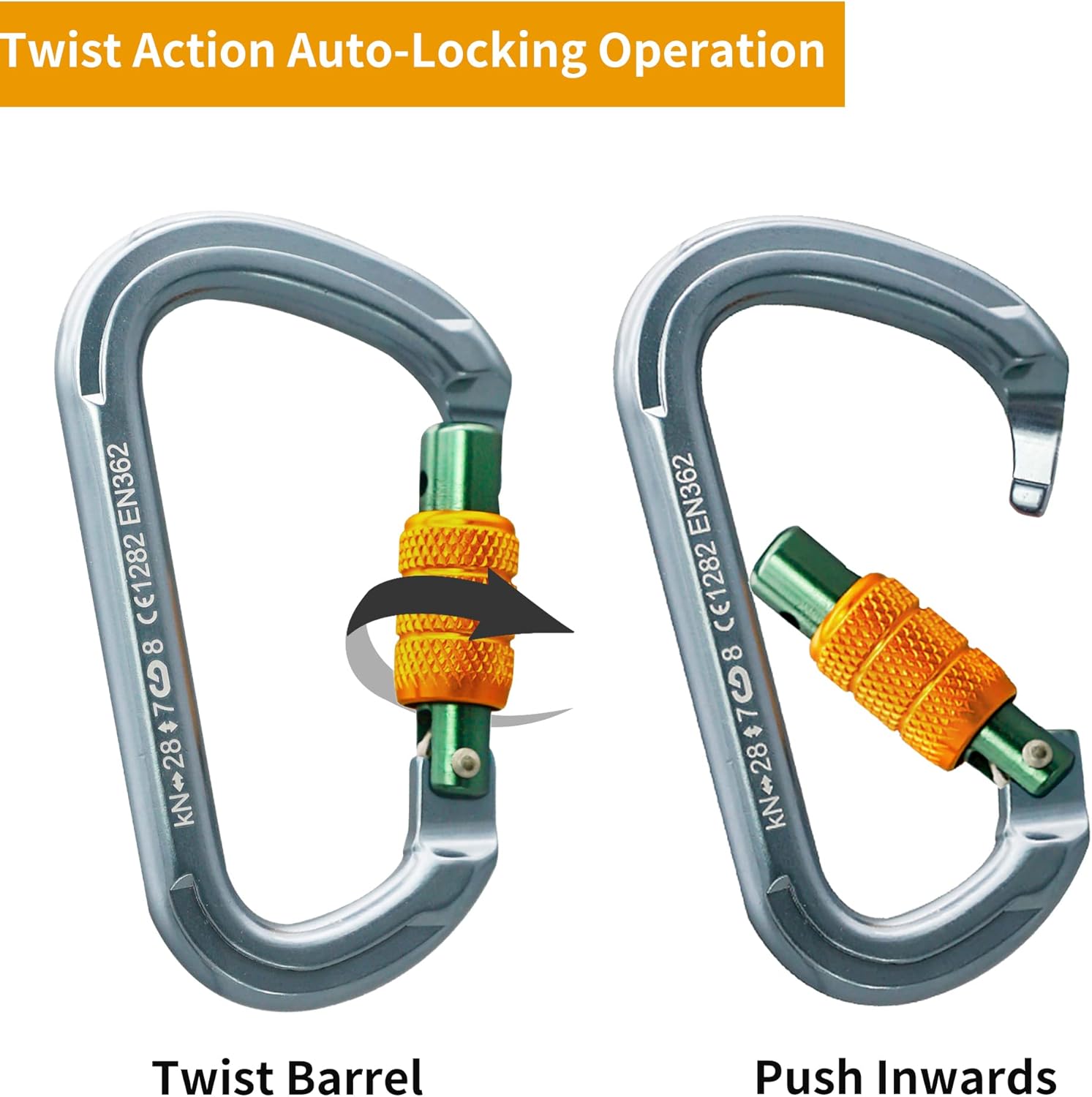 SOB Auto Locking Climbing Carabiner Clips,Heavy Duty Asymmetrical Carabiner Connector Used for Rappelling Gear Rescue Outdoor Projects Dog Leash - Image 6