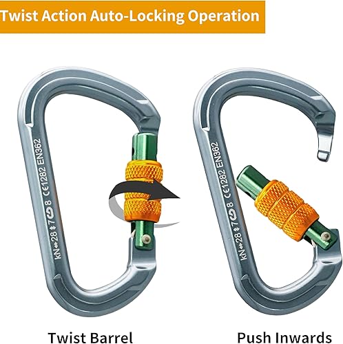 Vista 22 de SOB Clips de mosquetón de escalada con bloqueo automático, conector de mosquetón asimétrico de alta resistencia utilizado para rappel